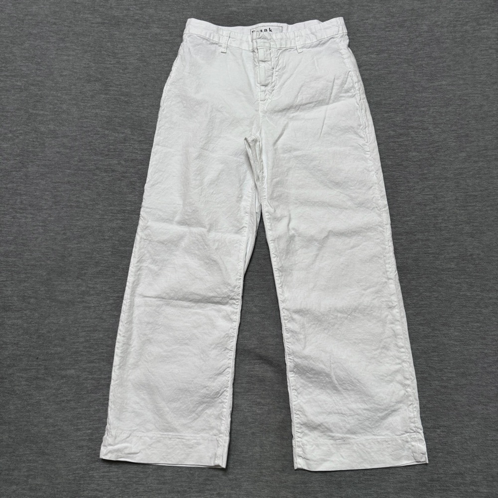 Frank Eileen sz 6 Wexford Linen Cotton Pants Trouser White Wide Leg High Waist - Picture 7 of 13